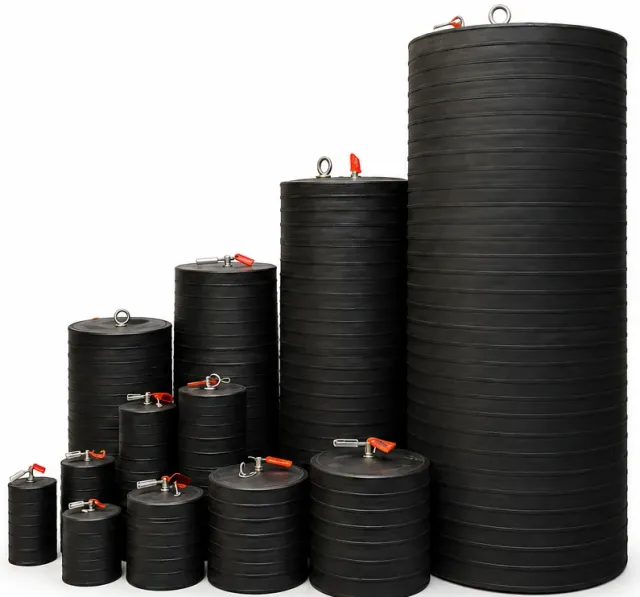 Bouchons de canalisation gonflables en caoutchouc noir de plusieurs diamètres