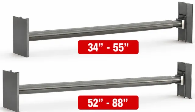 Deux étais hydrauliques d’étançonnement, ouvertures 34 à 55 pouces et 52 à 88 pouces