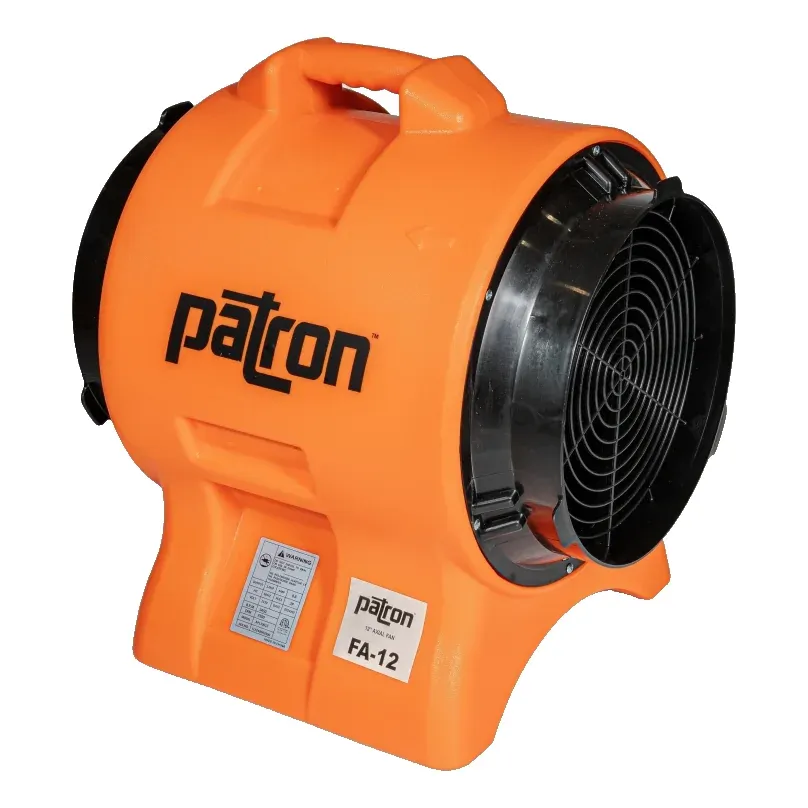 Ventilateur axial Patron FA-12 orange, grille avant et poignée de transport
