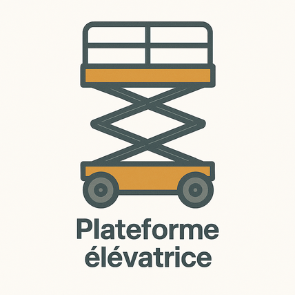 Illustration vectorielle d’une plateforme élévatrice à ciseaux jaune et grise sur fond blanc